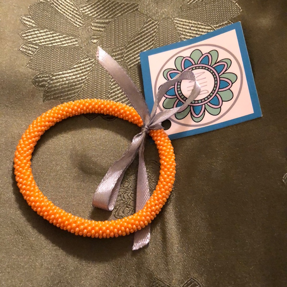 Light Orange Handmade 7” Bracelet from Nepal